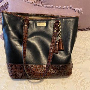 Brahmin Black & Pecan Textured Handbag
